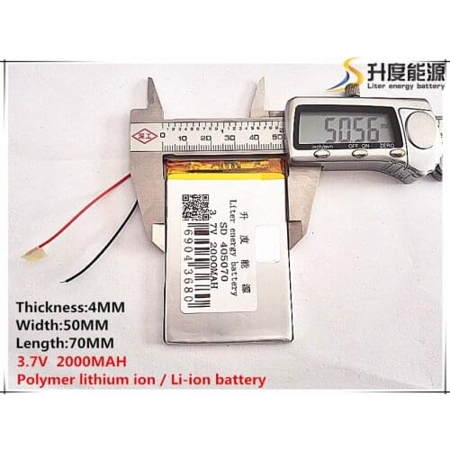 1pcs [SD] 3.7V,2000mAH,[405070] Polymer lithium ion / Li-ion battery for TOY,POWER BANK,GPS,mp3,mp4,cell phone,speaker