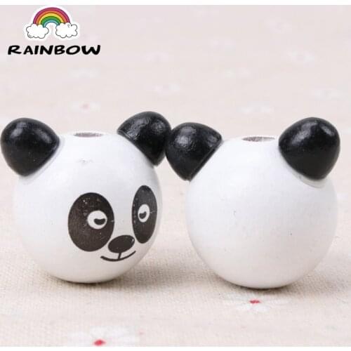 Cute Panda Wood Material Beads 3D Panda Shape Spacer Loose Beads Fit Kids Handmake DIY Accessory 19x29mm 5pcs