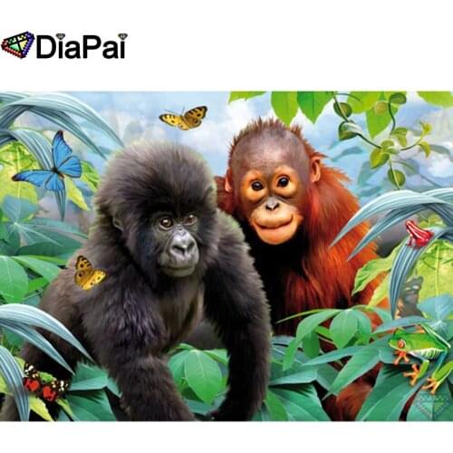 DIAPAI 5D DIY Diamond Painting 100% Full Square/Round Drill "Animal monkey" Diamond Embroidery Cross Stitch 3D Decor A21789