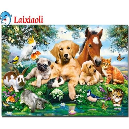 Dog Diamond Painting horse cat parrot birds rabbit Full Square Round drill Painting Diamond embroidery Mosaic handmade animal