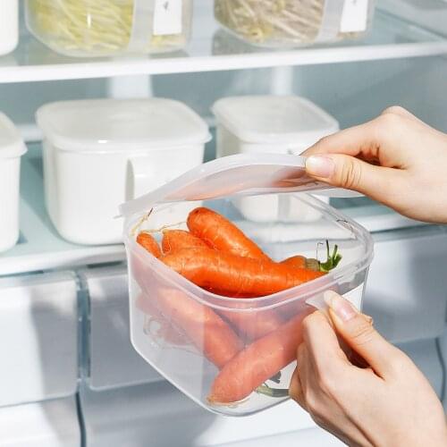 Household Kitchen Storage Bottles & Jars With Handle Plastic Food Storage Container Transparent Refrigerator Food Storage Box