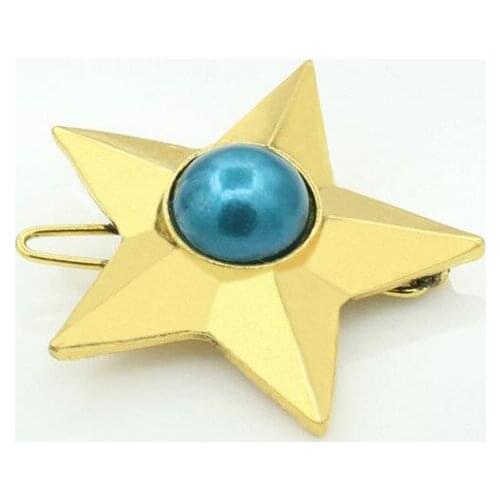 Center Blue Simulate Pearl Golden Star Hair Clips and Pins Fashion Barrettes for Women Hair Jewelry