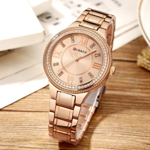 CURREN Rose Gold Quartz Watch Women Watches Ladies Stainless Steel Womens Bracelet Watches Female Relogio Feminino Montre Femme