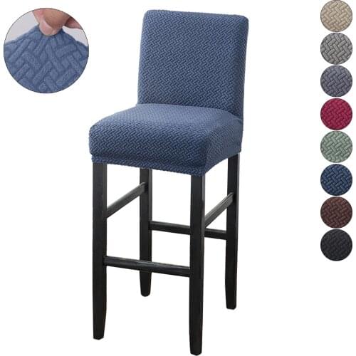 Spandex Bar Stool Cover Jacquard Stretch Counter Pub Armless Chair Cover Dining Room Cafe Barstool Solid Seat Cover Home Decor