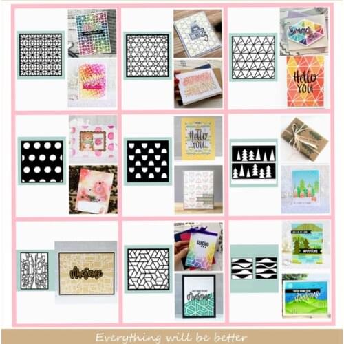 Tree Geometry Round Square Lattice Wave Plastic Stencil Background Drawing Sheet DIY Scrapbook Carft Make Cards Embossing Paper