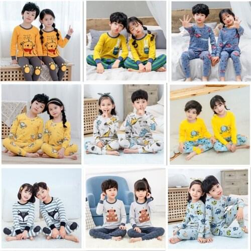 Kids Pajamas Autumn Girls Boys Sleepwear Nightwear Baby Infant Clothes Animal Cartoon Pajama Sets Cotton Childrens Pyjamas