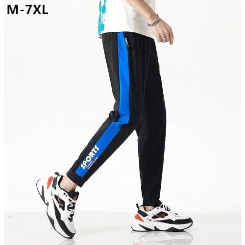 Joggers Men Sweatpants 5XL 6XL 7XL Plus Big Size Jogging Boys Loose Teenagers Sports Summer Ankle Length Casual Black Trousers