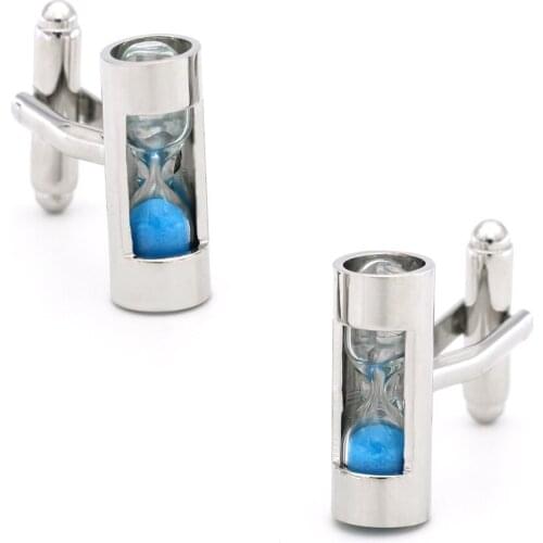 Functional Design Sandglasses Cufflinks Quality Brass Material Blue Color Cuff Links Wholesale&retail