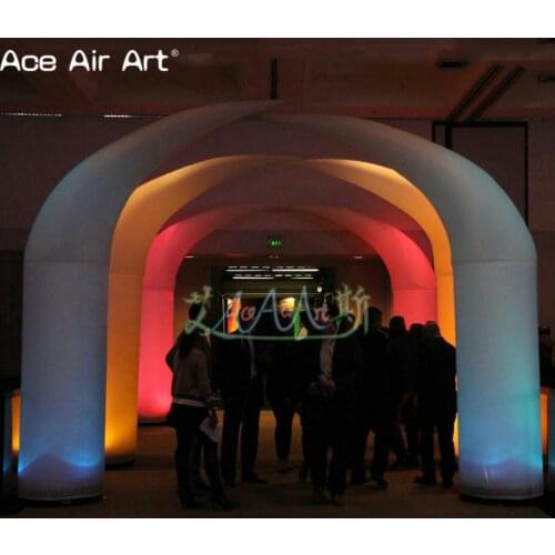 Giant 4m H led cone inflatable ivory,straight column and curved cones entrance archway with base blowers on sale