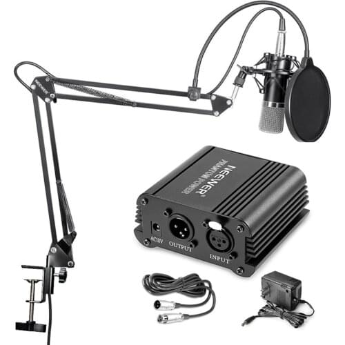 Neewer NW-700 Microphone&NW-35 Arm Stand+XLR Cable and Mounting Clamp&NW-3 Pop Filter&48V Phantom Power Kit