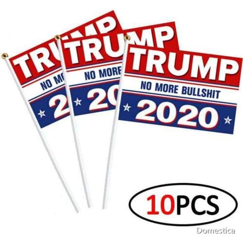 2020 U.S. General Election Trump Hand-Waving Flag With Flagpole 14X21CM 10PCS/Pack Square Hand Flag New Arrival Polyester Flags