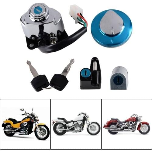 Ignition Fuel Gas Cap Steering Lock Set + 2 Keys Fit Honda Shadow VT600 VT400 VT750 Steed VLX 400 VLX 600 CA250 DDY250 Magna250