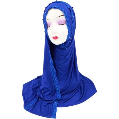 Muslim Women Lace Hijab Beads Head Long Scarf Amira Shawl Wrap Islamic Scarves Turban Headscarf Stole Arab Middle East Hijab New