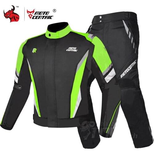 Green Men Motorcycle Jacket Breathable Motocross Suits Waterproof Motorcycle Riding Jacket + Pants With CE Protection