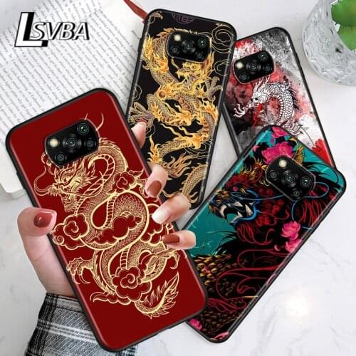 Oriental Mystic Dragon For Xiaomi Poco C3 M3 M2 X3 NFC X2 F2 Pro F1 F3 Mi Play Mix 3 A2 Lite A1 6 5X Black Soft Phone Case