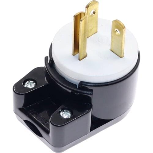 NEMA 5-20P Grounding Plug, 20A 250V AC 2-POLE 3-WIRE, Industrial Male Connector Rewireable American Angle Bend Plug LK750PT