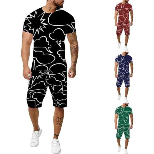 2021 New Mens Summer Casual 3d 2-piece Suit Large Size Fitness Outdoor Running 2-piece Suit Fashion Daily Suit Мужская Одежда