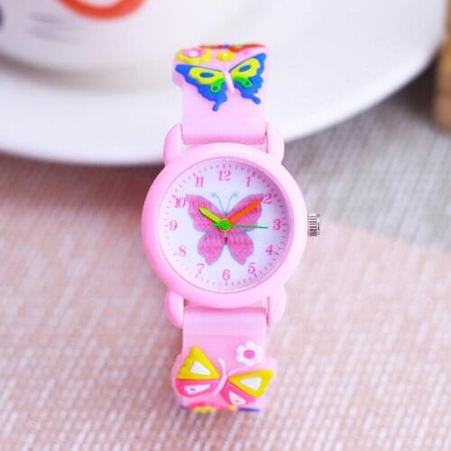 New Arrival High Quality Cute Butterfly silicone Kids Watch For Girls Student Children WristWatch Clock Relogio Kol Saati