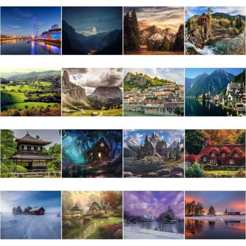 Villa Scenery Diy 5D Diamond Painting Full Round Resin Mosaic Landscape Diamond Embroidery Picture Rhinestone Home Decor Gift