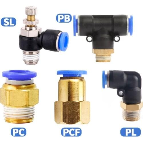 Pneumatic PC PCF PL PLF Pneumatic connector 4mm-12mm fitting thread 1/8" 1/4" 3/8" 1/2" air Thread Female Straight Air Fitting