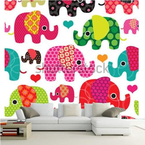The custom 3D murals,lovely cartoon elephant kids pattern wallpaper background ,living room sofa TV wall bedroom wall paper