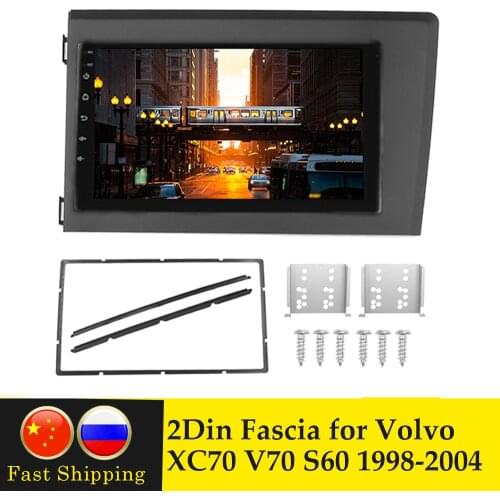 2Din Auto Car Radio Frame Fascia Plate Trim Kit For Volvo XC70 V70 S60 1998-2004 Stereo Dashboard Panel Bezel Dash Install Kit