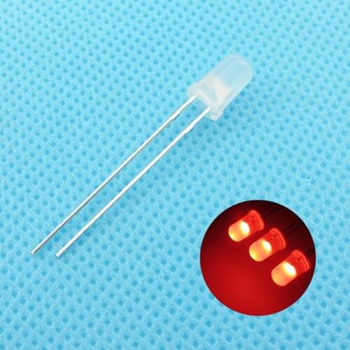 5mm Red LED Round Light Emitting Diode Diffused Foggy Ultra Bright Lamp Bead Plug-in DIY Kit Practice Wide Angle DIP100 pcs /lot