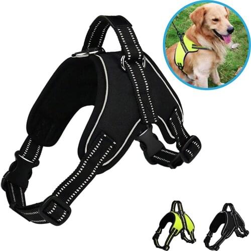 Reflective Dog Harness Doesn't Hurt Your Pets Neck Perfect for Walking Running and Walking Sports Bib with Reflective Light