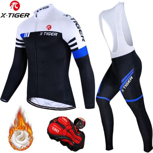 X-Tiger Winter Thermal Fleece Cycling Jersey Set Cycling Clothing Super Warm Mountain Bike Wear Racing Bicycle Clothing Set