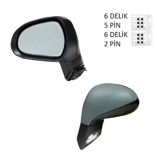 EXTERIOR REAR VIEW MIRROR ELECTRIC LEFT 207 2004- (SİNYALLİ-in-FLOCKLINED 8149.ZG- 8153.AX