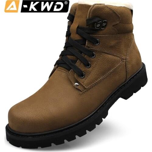 High Quality Men Winter Boots Working Shoes Man Safety Genuine Men Leather Shoes Khaki Fashion Size 37-48 Elevator Shoes for Men