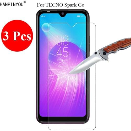 3 Pcs/Lot 9H 2.5D Tempered Glass Screen Protector For TECNO Spark Go 6.1" Protective Film + Clean Tools
