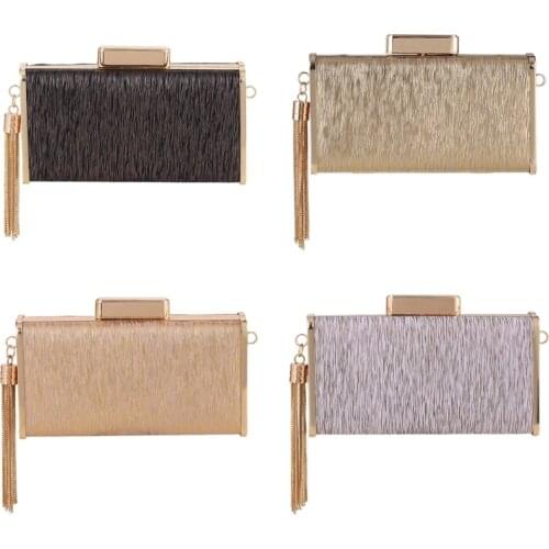 066C Womens Sequin Evening Bag Tassel Chain Purse Party Clutch Bag Retro Handbag