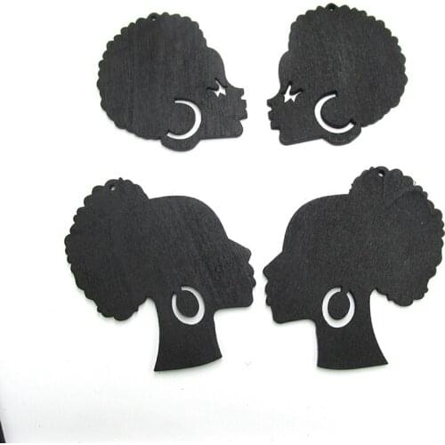 7pairs/lot Black Afro Hair Wood Earrings For Women