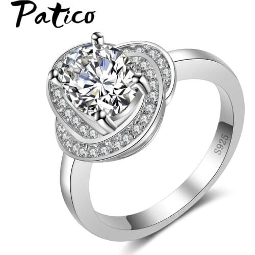 Cross Trendy Crystal Rings for Women 925 Sterling Silver Crystal Cubic Zirconia Stone for Party Engagagement Wedding Anel