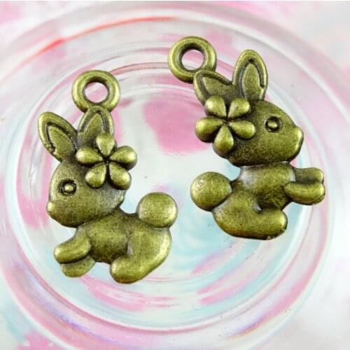 100pcs Charms double sided rabbit 19x11mm Antique Making pendant fit,Vintage Bronze,DIY Handmade Jewelry