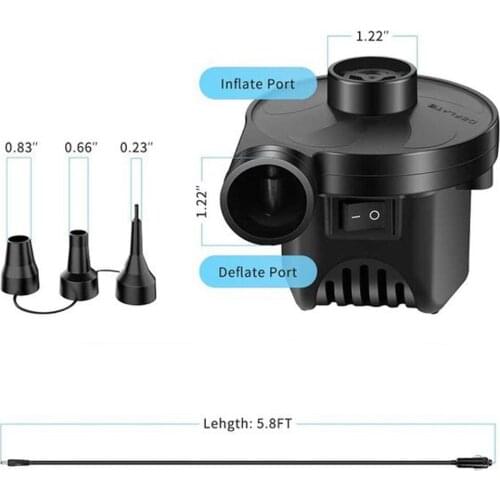 DC 12V Electric Air Pump 3 Nozzles Air compressor Universal Home Car Inflatable Pump For Air Mattress Swimming Ring Pool Air Bed