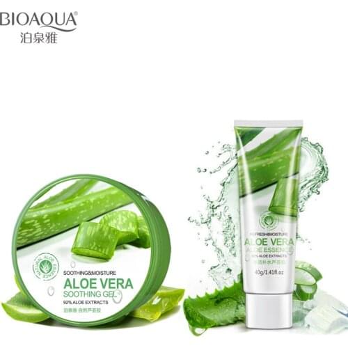 BIOAQUA Natural Aloe Vera Smooth Gel Acne Whitening Treatment Face Cream+Repair After Sun Sleeping Mask Skin Care Set 2 Pcs