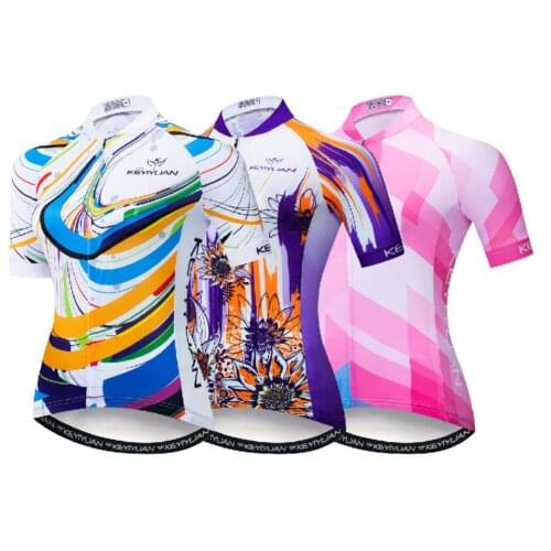 2021 KEYIYUAN Women Summer Cycling Jersey Mountain Bike Jersey Tops Team Sport Cycling Clothing Quick Dry MTB Bicycle Shirt