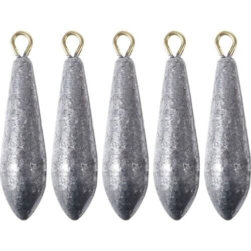 5PCS 10g-50g Weight Sinker Bullet Pendant Connector Willow Leaf Bullet Pendant Outdoor Fishing Tackle Accessory