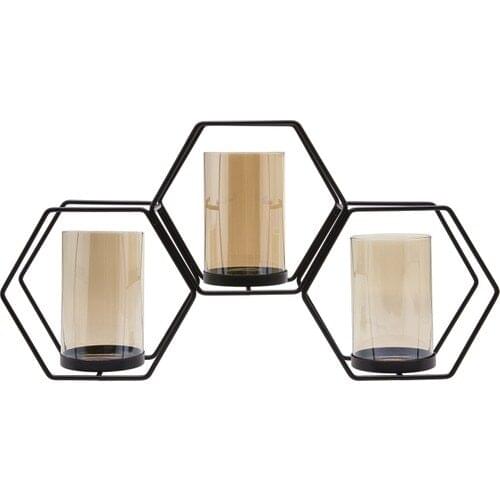 Emka Black Wrought Iron 3 pcs Candle holder