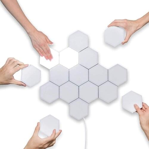 DIY Hexagonal LED Quantum honeycomb wall light Decor Night Light Sensor Magnetic Quantum Lamps for Home Decoration Lighting