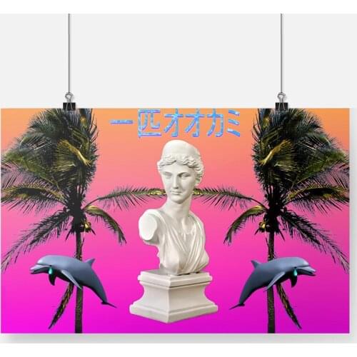 Aesthetic Vaporwave Sculpture Poster Framed Wooden Frame Canvas Painting Wall Art Decor Bedroom Study Home Decoration Prints
