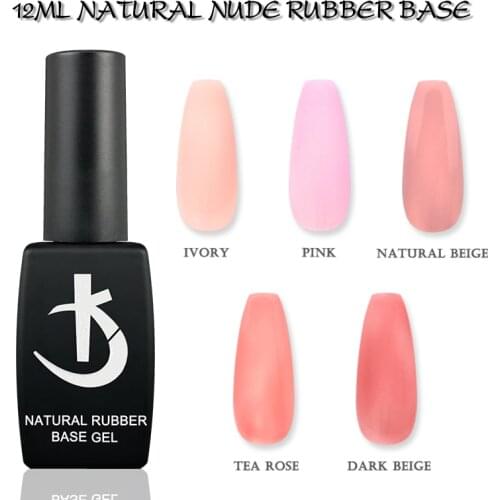 KODI 12ml Natural Rubber Base Gel Semi-permanent Nude Pure Color Nail Base Coat Manicure UV Led Base for Gel Varnish Nail Polish
