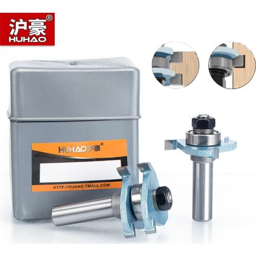 HUHAO 1pc 1/4 1/2 Shank Router Bits For Wood Corner Splicing Combination CNC Cutter Dismountable Woodworking Tool