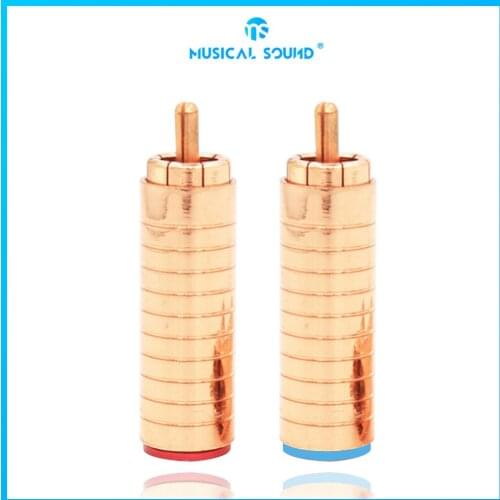 Copper-Plated Rca Jack Signal Cable Lotus Plug 4Pcs Rca Connector Jack Speaker Converter For Diy Coaxial Audio Cable Plug