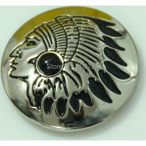 KB304) 10pc 1-1/8'' (3.0cm) Turquoise Stone Concho Silver w/ Black Stone Leathercraft Hardware