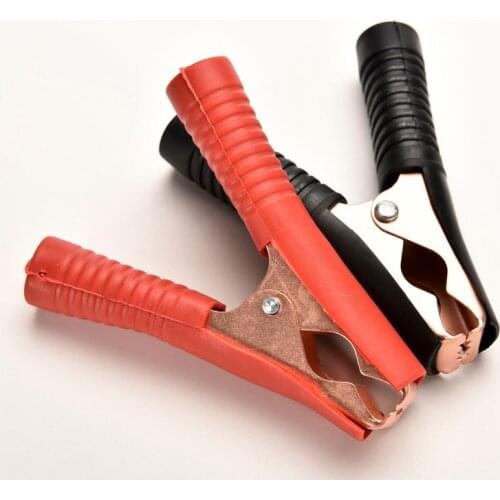 Crocodile Car Caravan Van Battery Test Lead Clips Insulated Alligator Clamp 100A Red + Black 90mm 2Pcs/lot