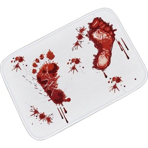 Bloody footprint blood staining pattern printing flannel bay window home carpet mat bathroom kitchen water ski mat