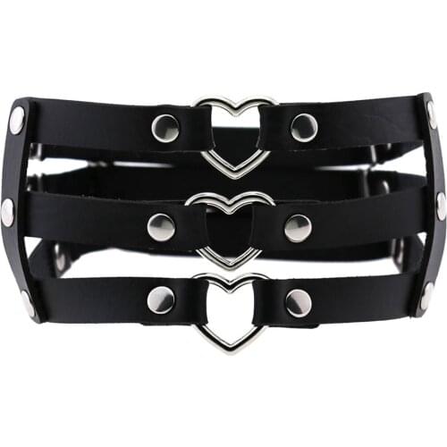 Summmer Sexy Women Multi-layer Heart Garters Belt Leg Harness Girls Elastic Body Jewelry Metal Punk Goth Gothic Accessories